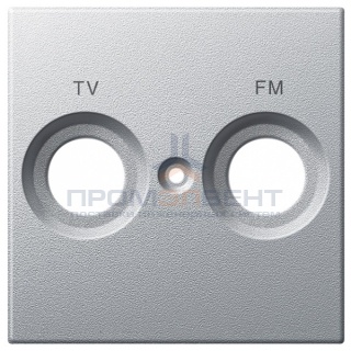 Накладка телевизионной розетки c надписью TV+FM System M Merten алюминий