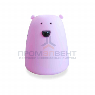 12-27 Ночник светодиодный силиконовый, размер:8.8x8.8x10.3см, питание 3*ААА, розовый.