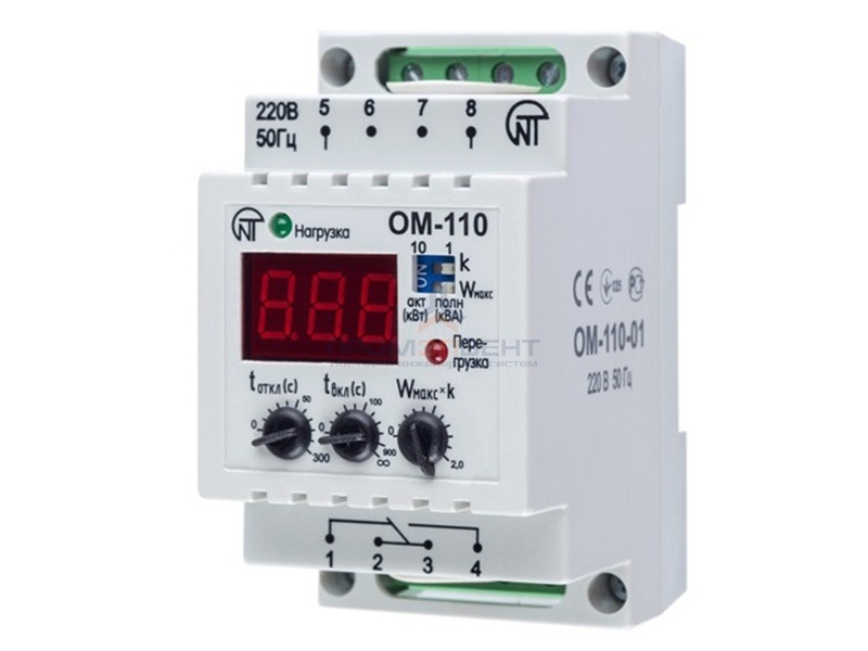 Ограничитель мощности ОМ-110 однофазный на DIN-рейку